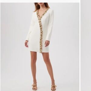 Trina Turk White Dress with Gold Sequin Detail